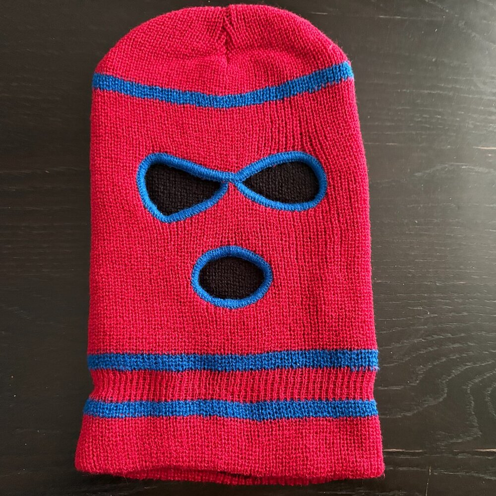NWOT Mens Free Authority Stocking Cap Winter Face Mask Red Blue